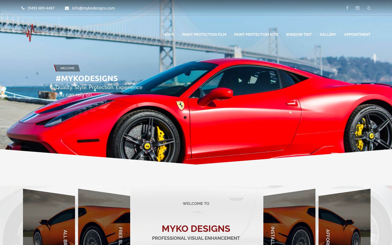 Homepage of Myko Designs's website