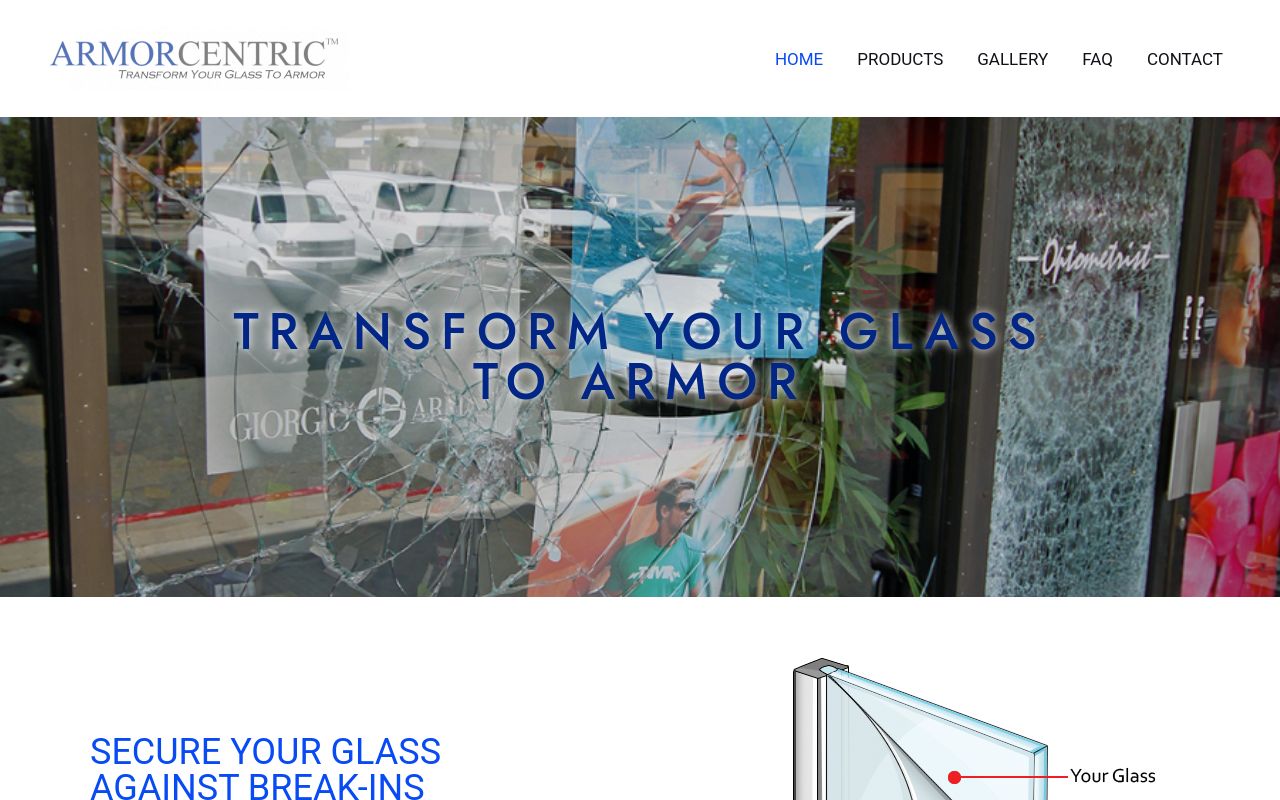 Homepage of Armorcentric's website