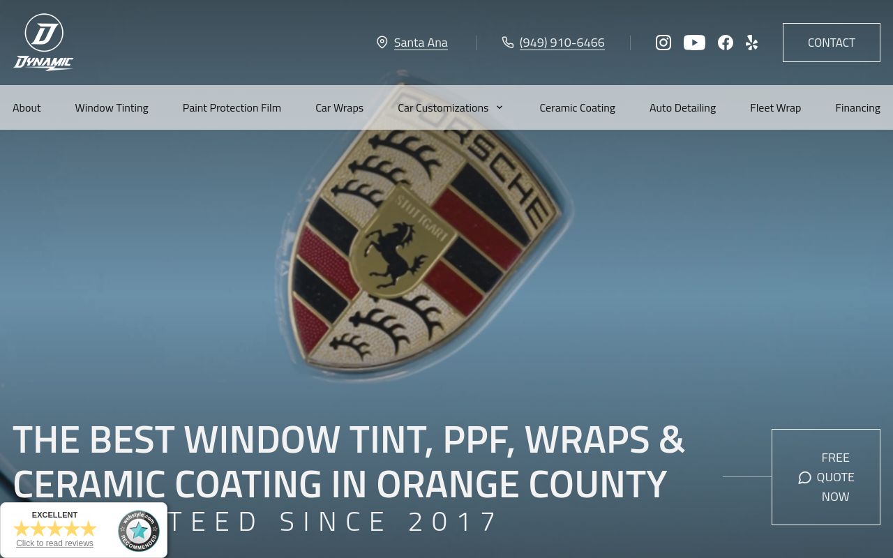 Homepage of Dynamic Tint Solutions's website