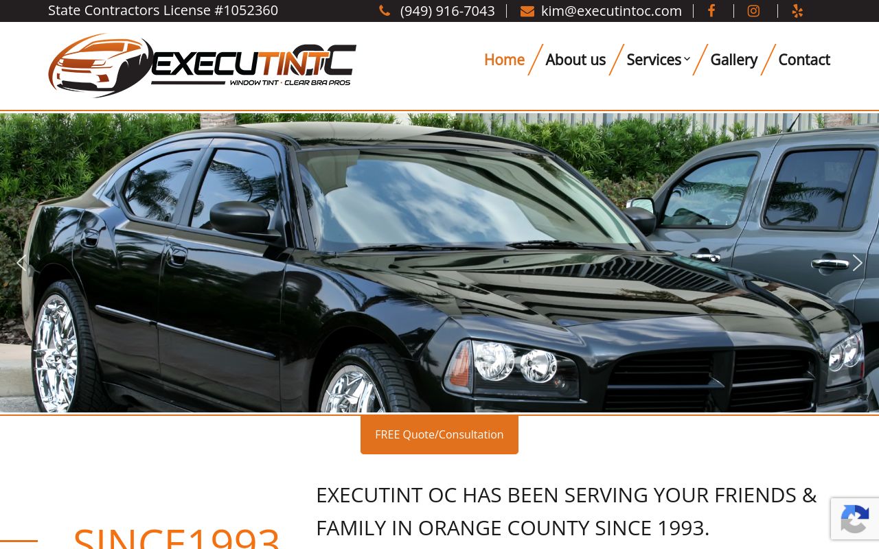 Homepage of Executint OC, Inc.'s website