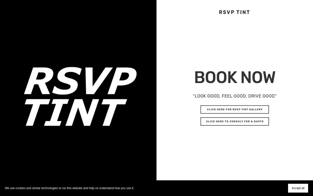 Homepage of RSVP TINT's website