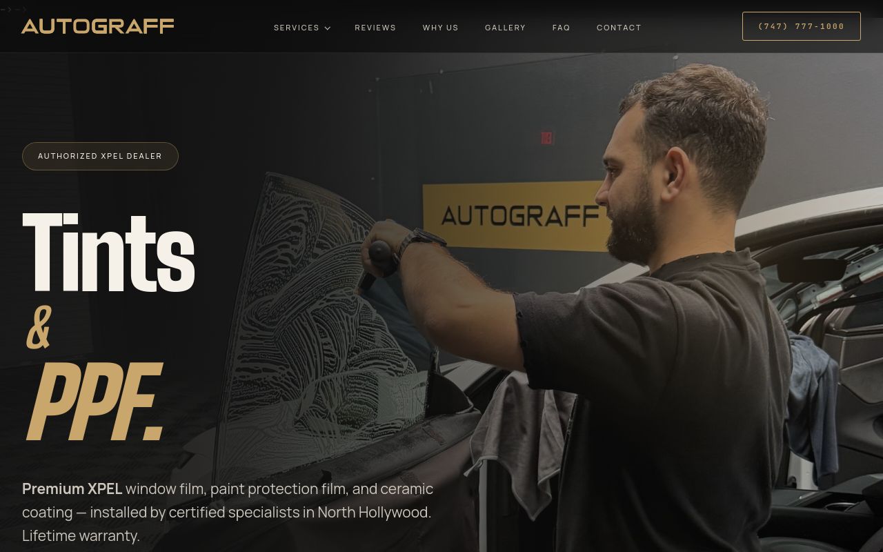 Homepage of Autograff Mobile Tint's website