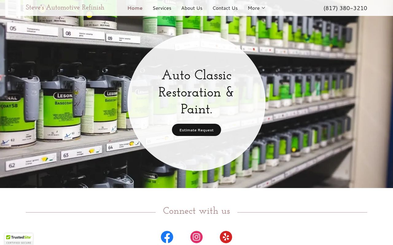 Homepage of Steve's Automotive Refinish's website