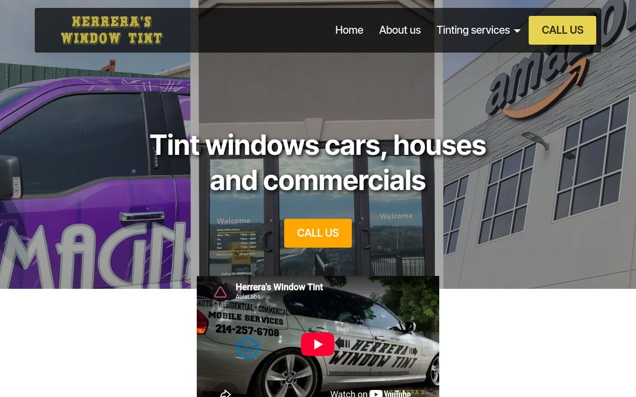 Homepage of HERRERA’S WINDOW TINTING's website