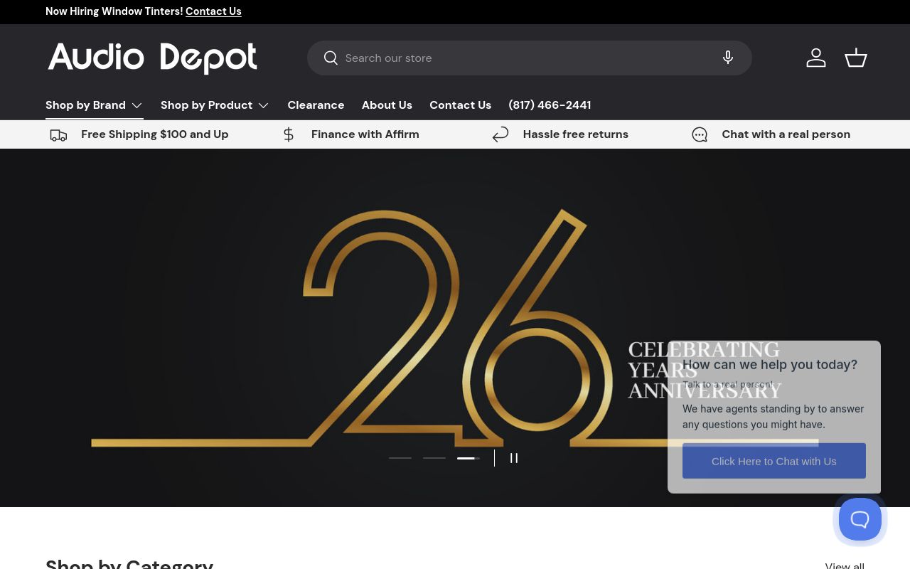 Homepage of Audio Depot's website