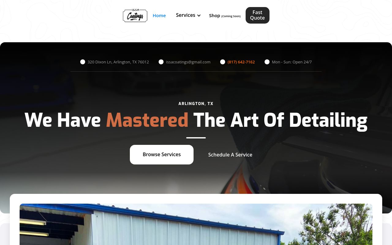 Homepage of Issa coatings's website