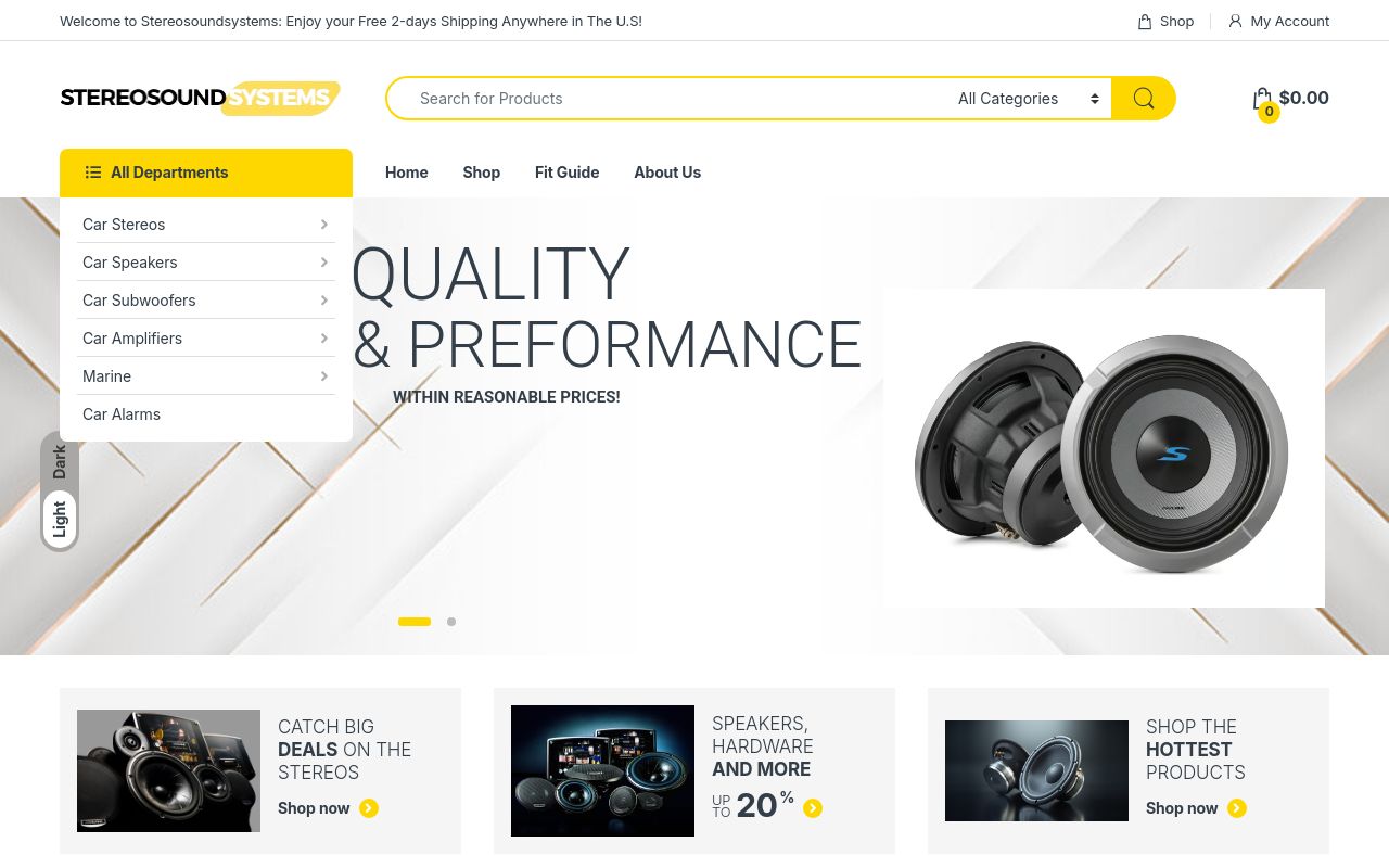 Homepage of Stereo Sound System's website