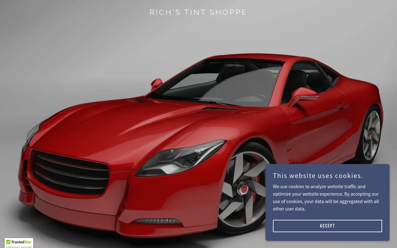 Homepage of Rich's Tint Shoppe's website