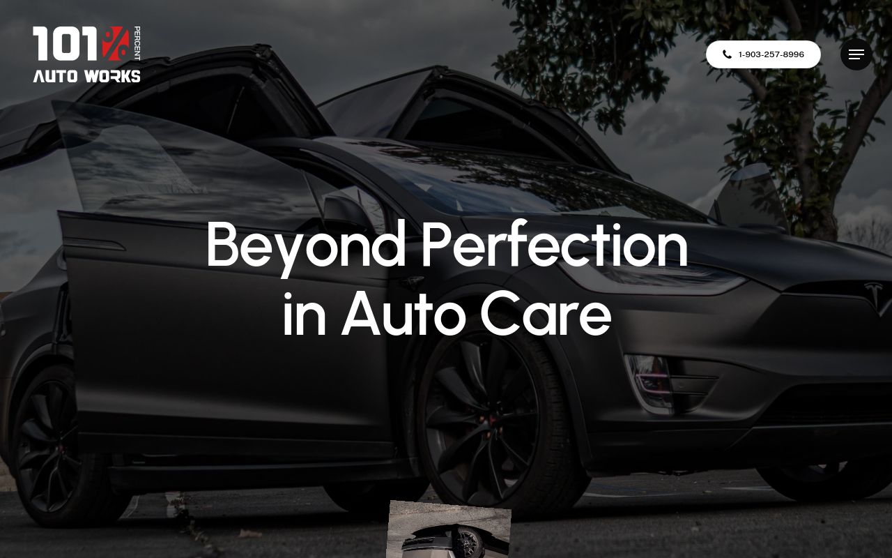 Homepage of 101% AUTO WORKS's website