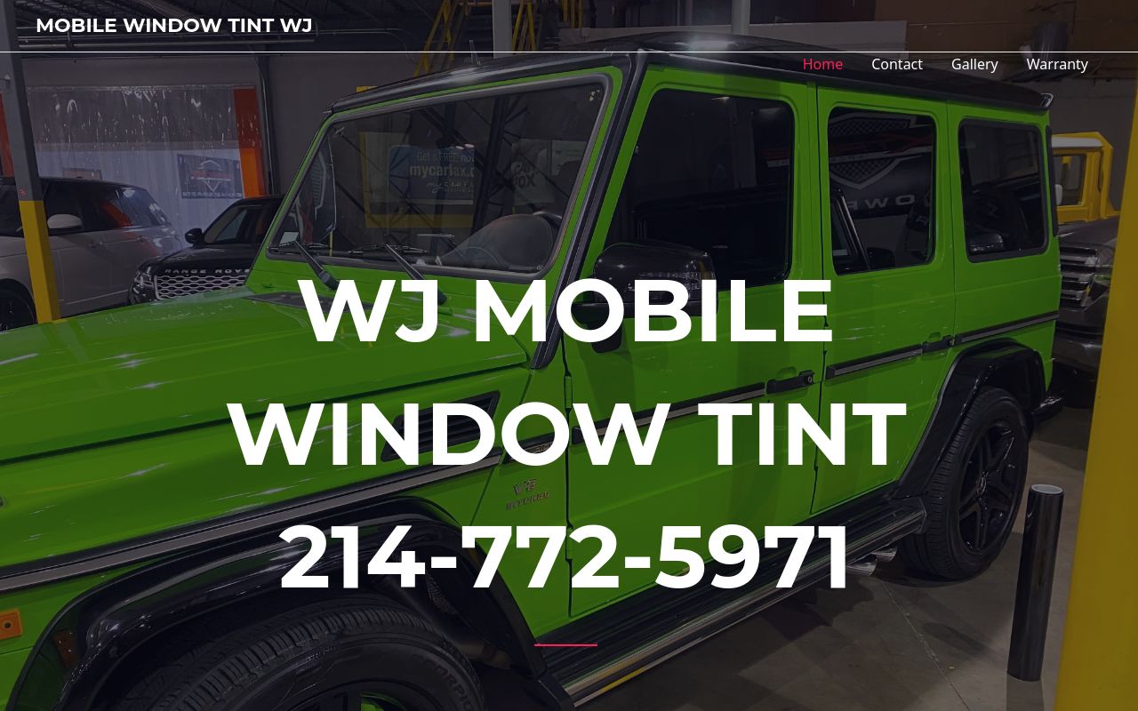 Homepage of Mobile Window Tint WJ Dallas's website