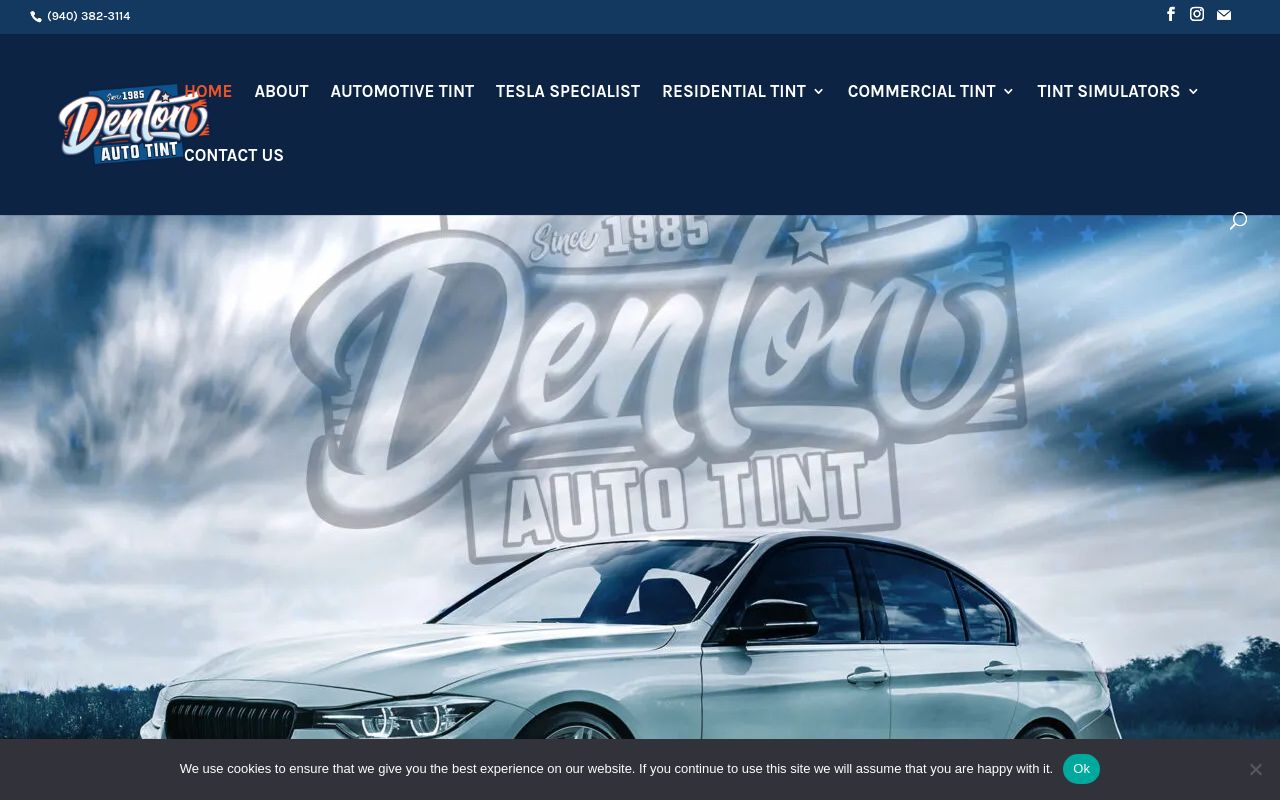 Homepage of DENTON AUTO TINT's website