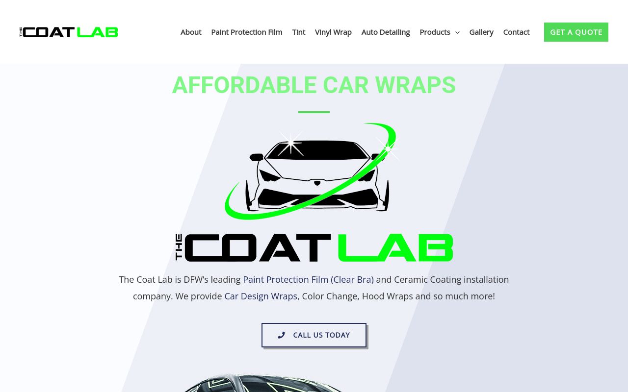 Homepage of The Coat Lab's website