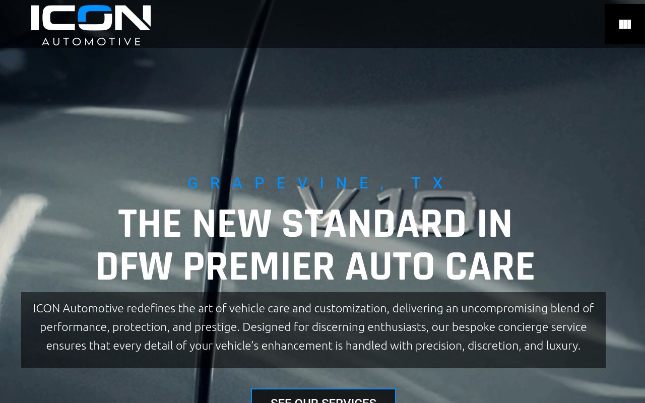 Homepage of ICON Automotive's website