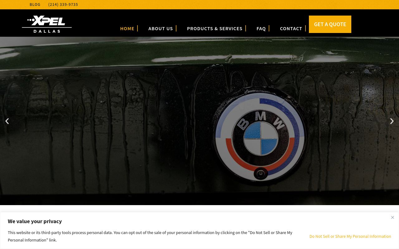 Homepage of XPEL Dallas's website
