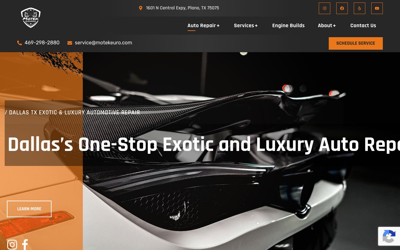 Homepage of Motek Eurowerkz's website