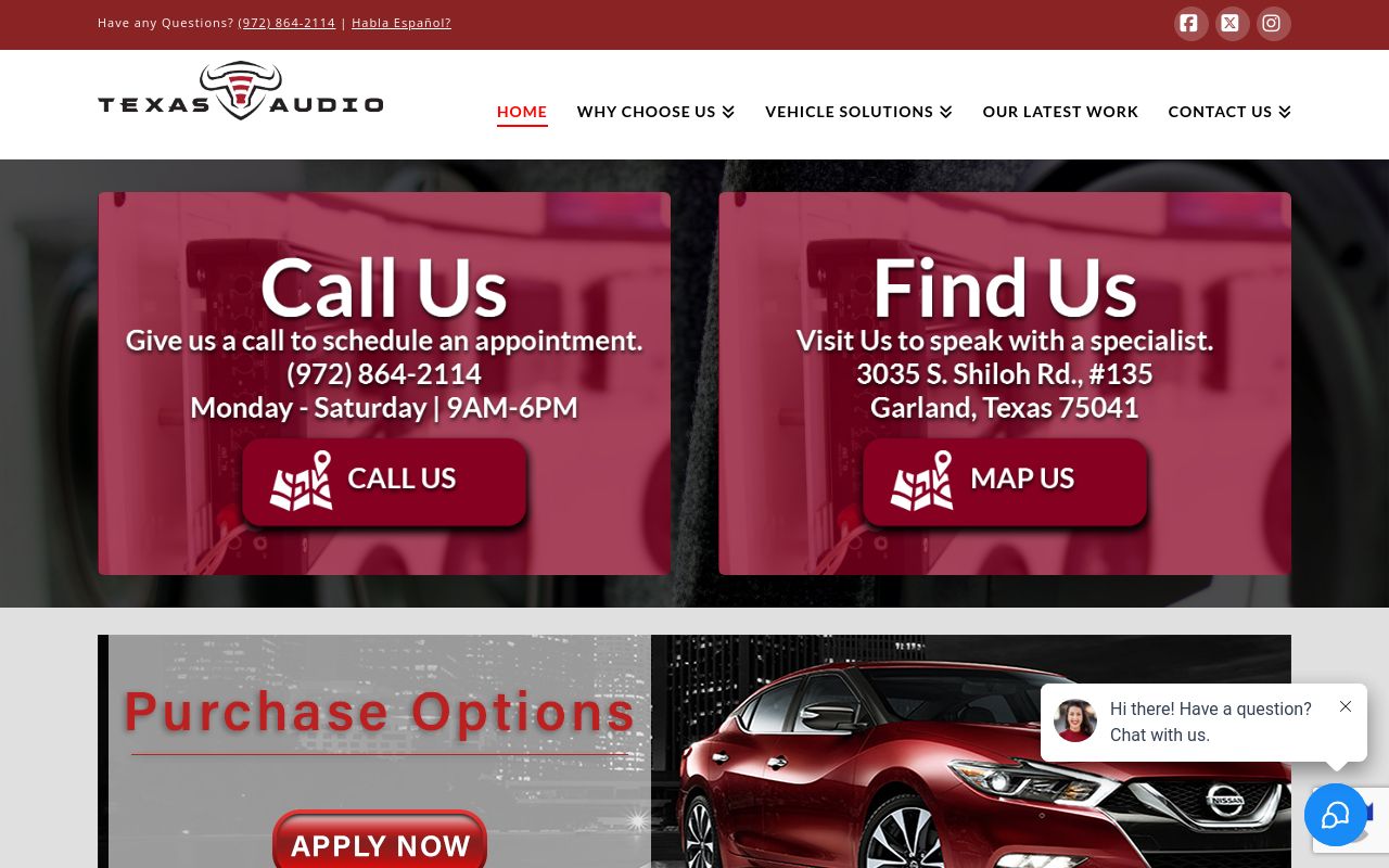 Homepage of Texas Audio Car Stereo & Security's website