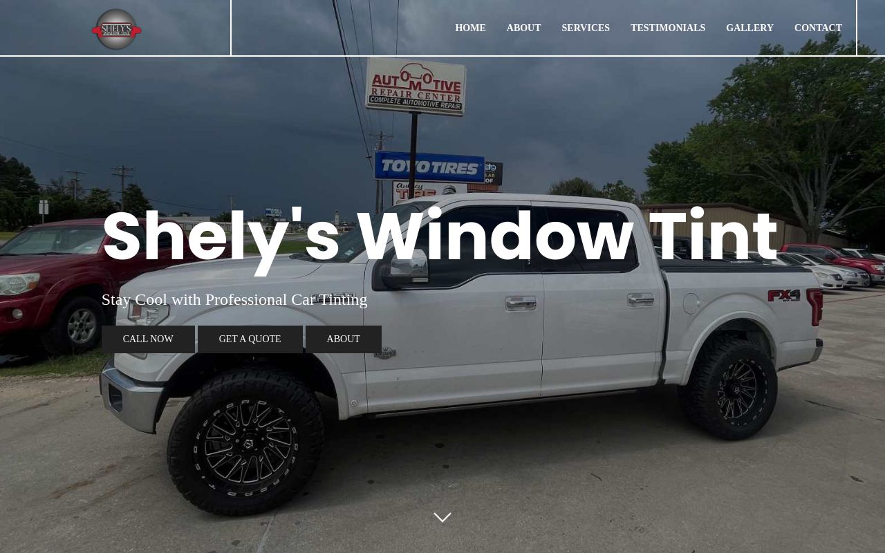 Homepage of Shely's Window Tint's website