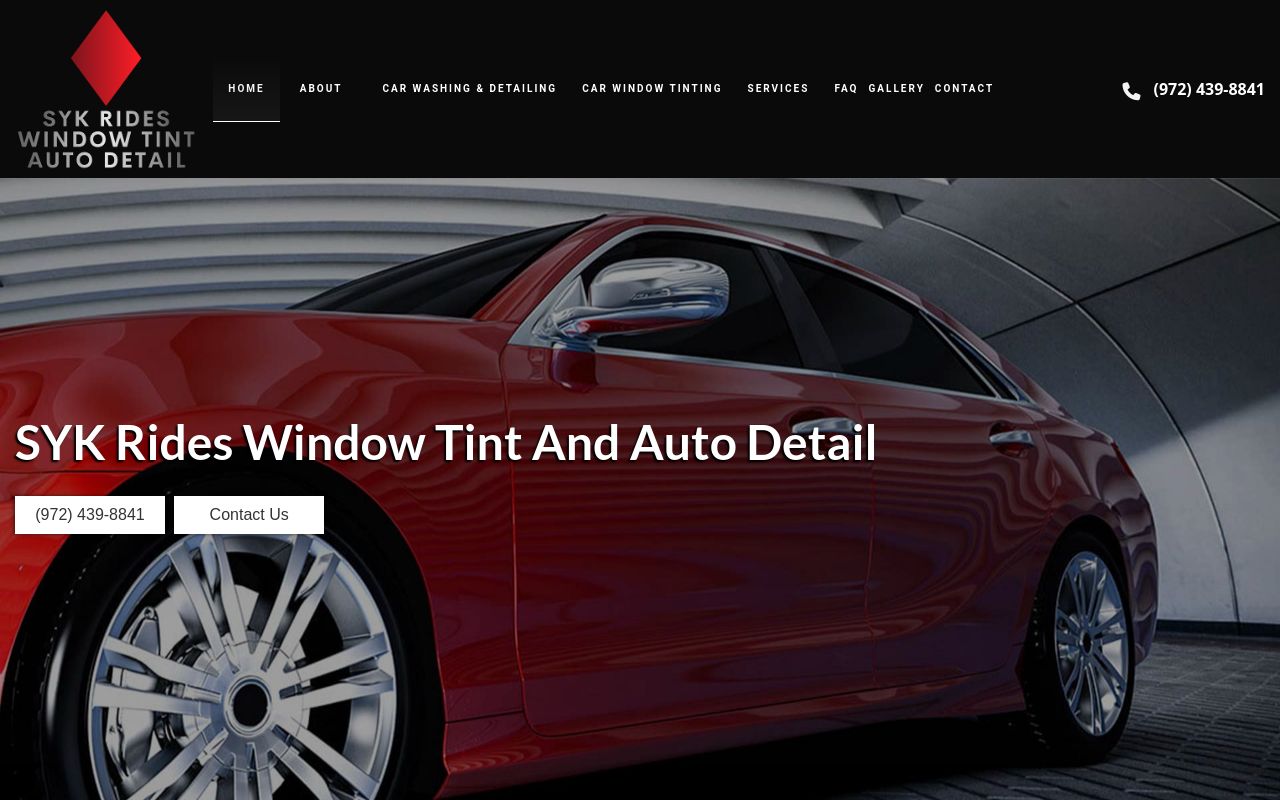 Homepage of Syk Rides Window Tint And Auto Detail's website