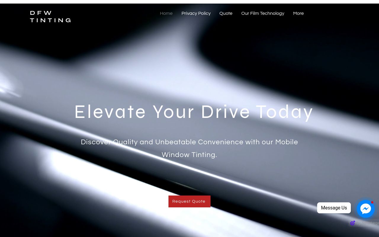 Homepage of DFW Tinting's website