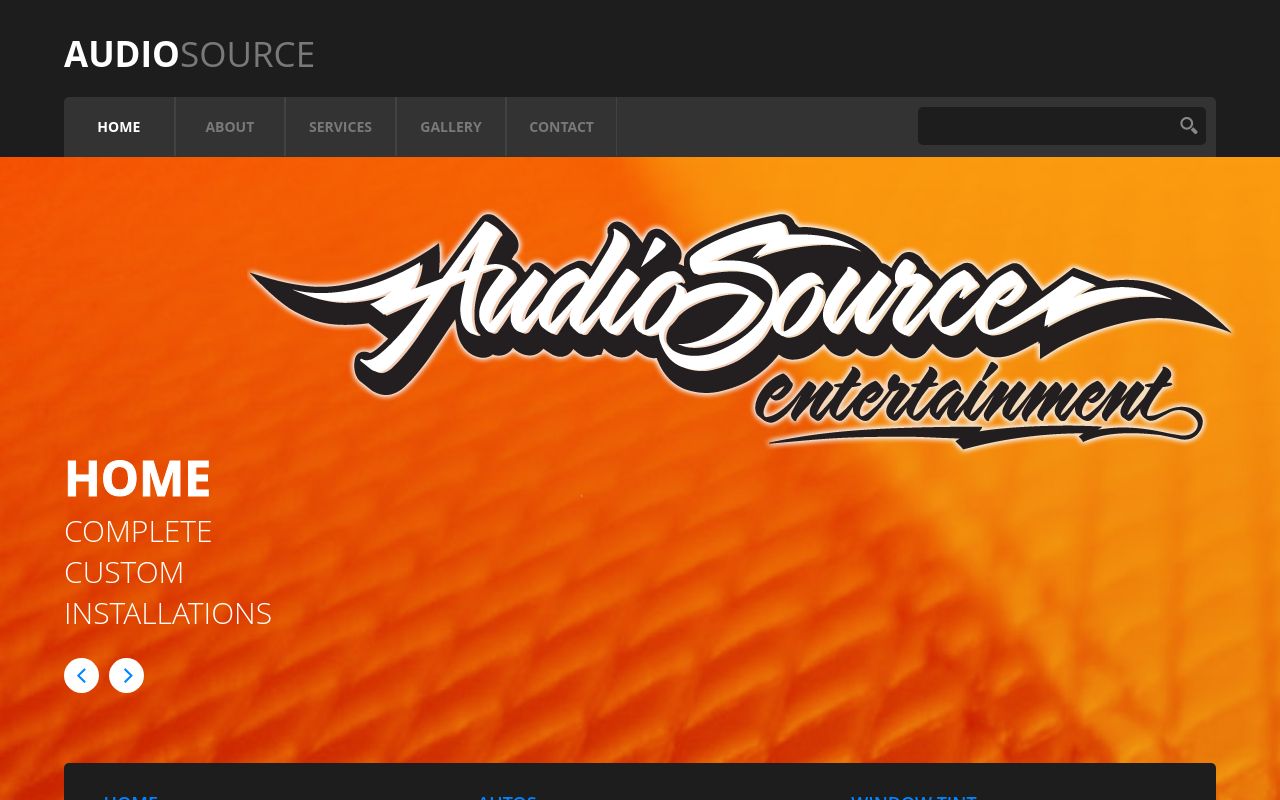 Homepage of Audio Source's website