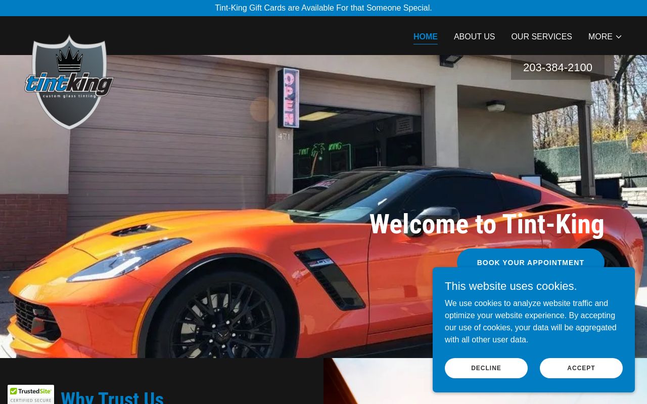 Homepage of Tint-King's website