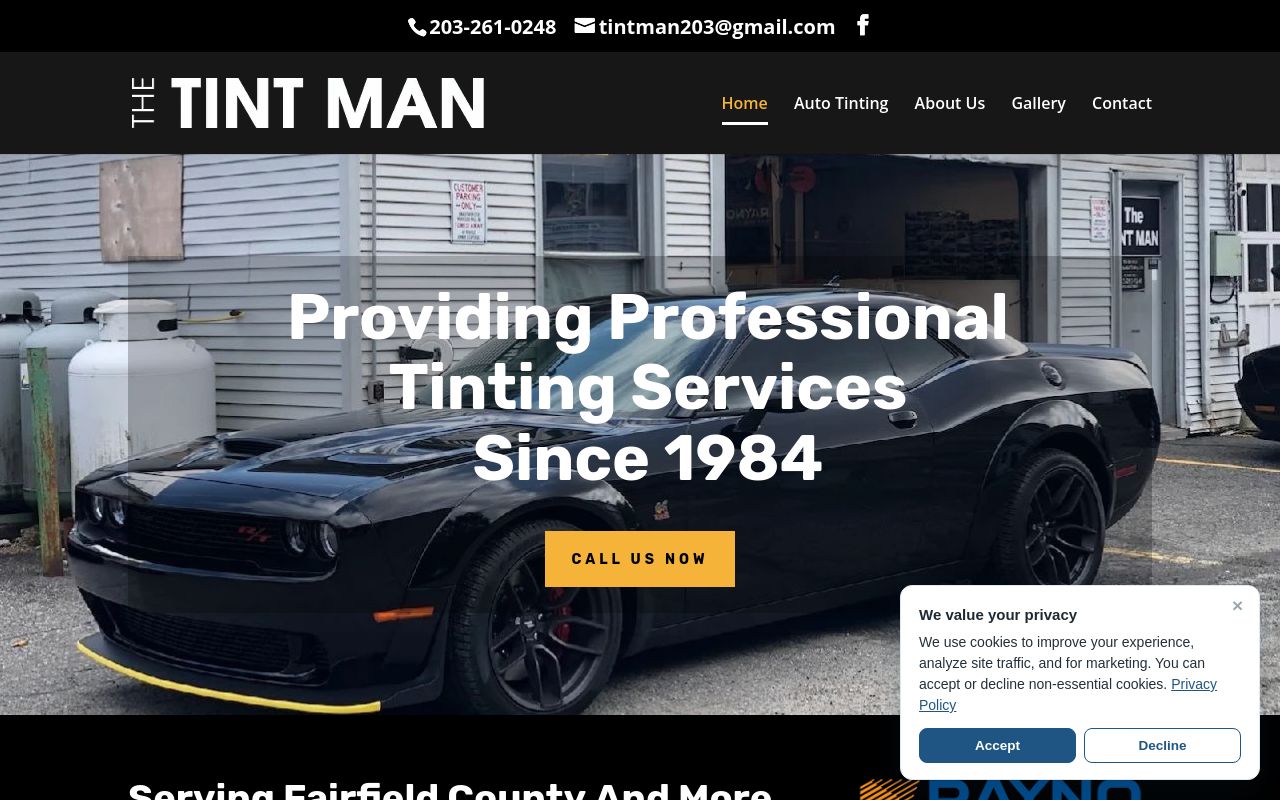 Homepage of The Tint Man's website