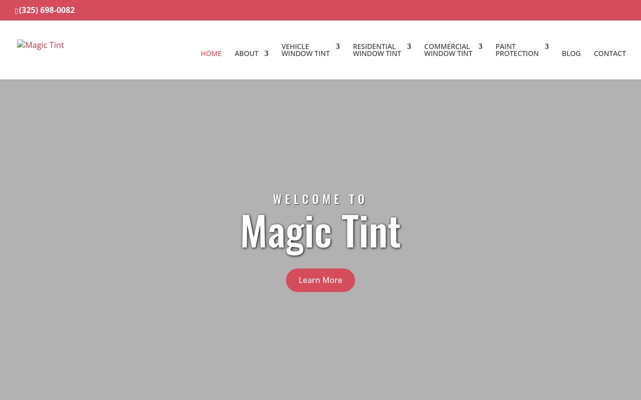 Homepage of Magic Tint's website