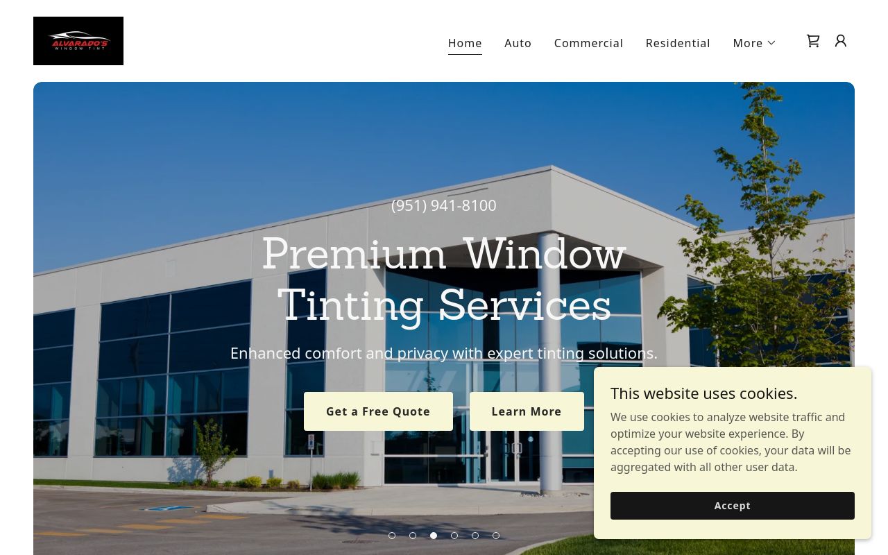 Homepage of Pros Window Tint Shop's website