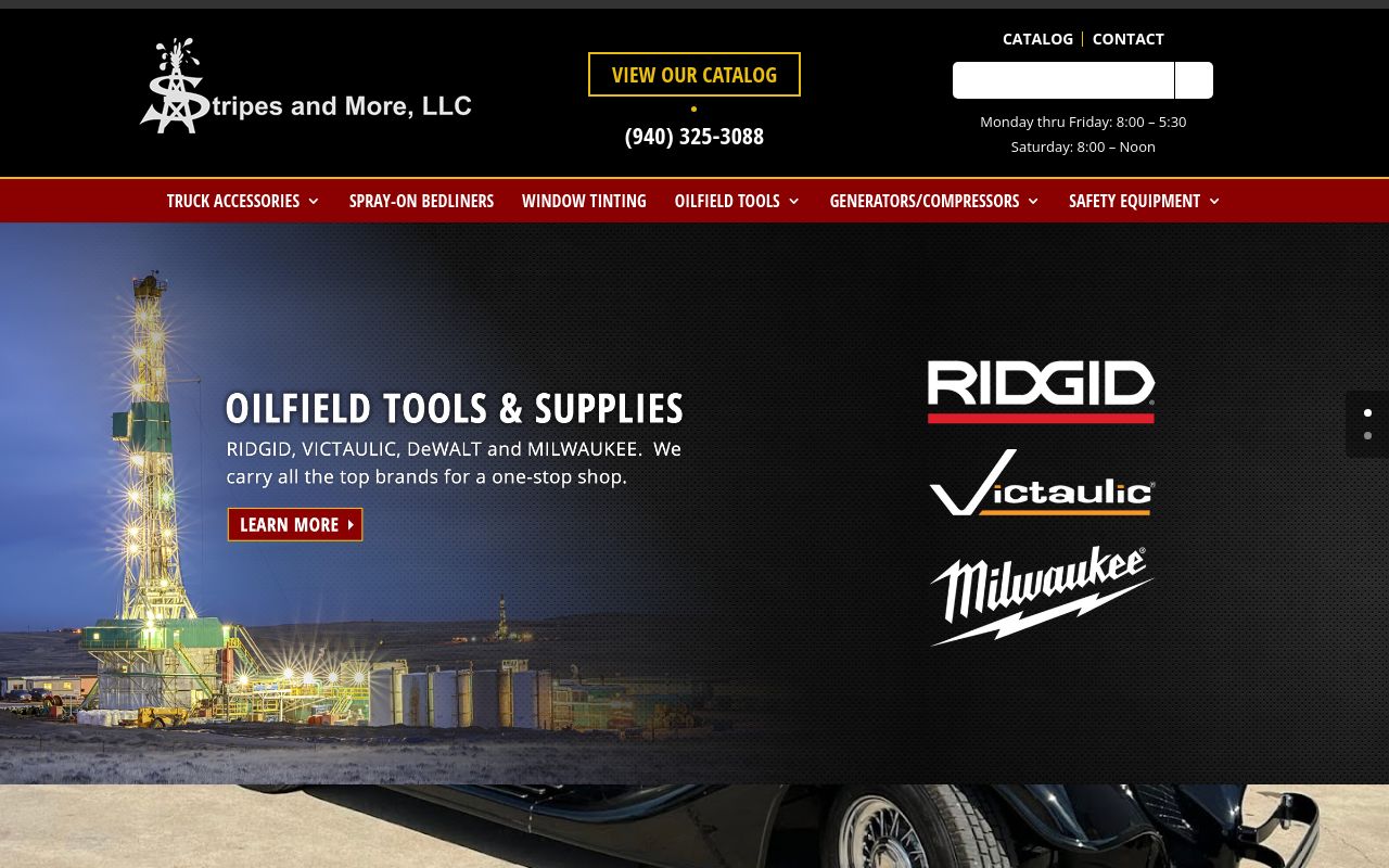 Homepage of Stripes And More, LLC's website