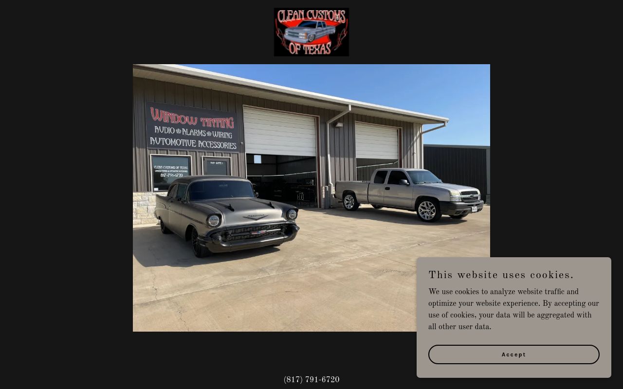 Homepage of Clean Customs Of Texas's website