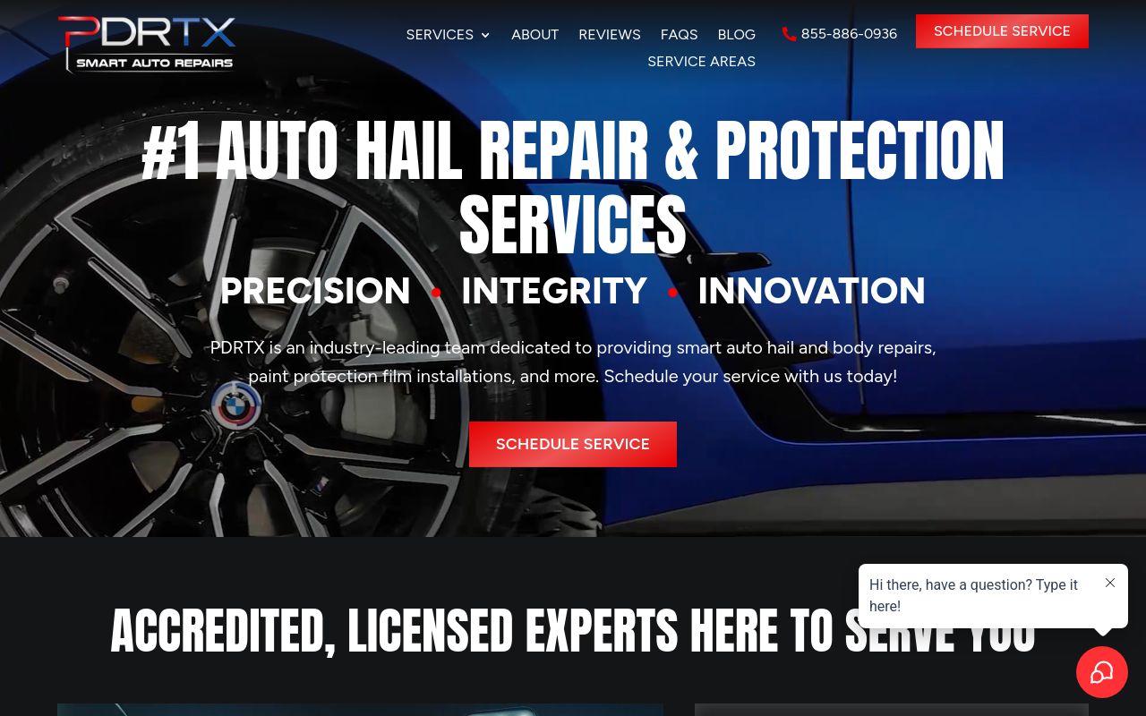 Homepage of PDRTX - Auto Hail Repair - Weatherford TX's website