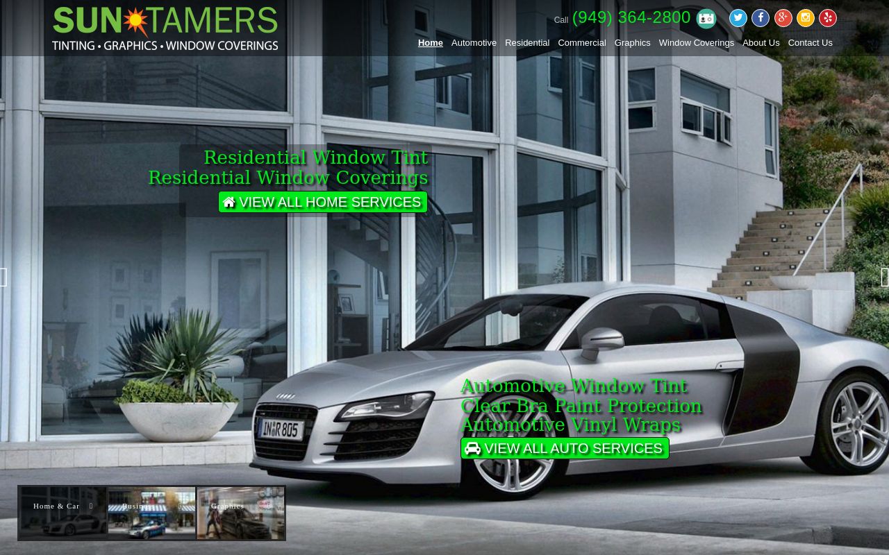 Homepage of Sun Tamers-TINTING-WRAPS-WINDOW COVERINGS's website