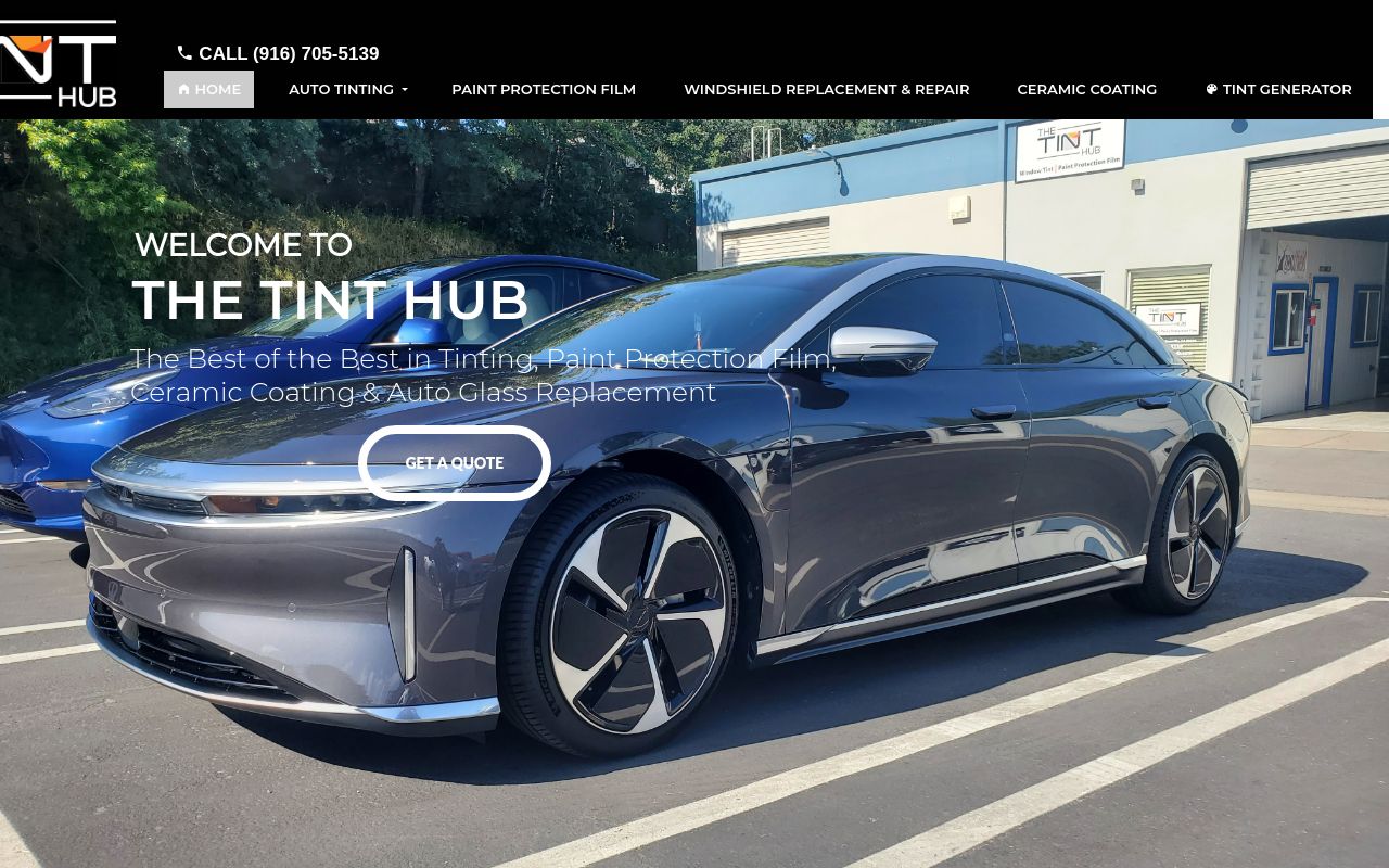 Homepage of The Tint Hub's website