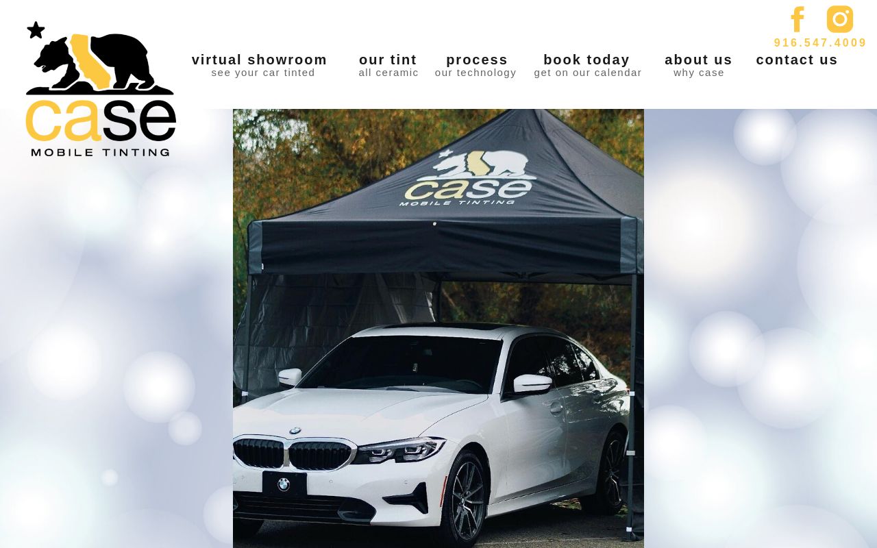 Homepage of Case Mobile Tinting's website