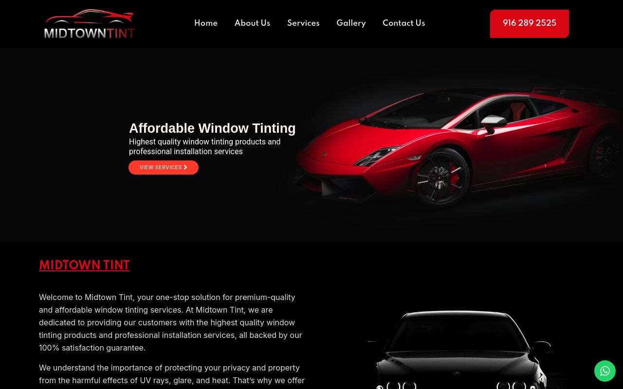 Homepage of Midtown Tint and Wraps's website
