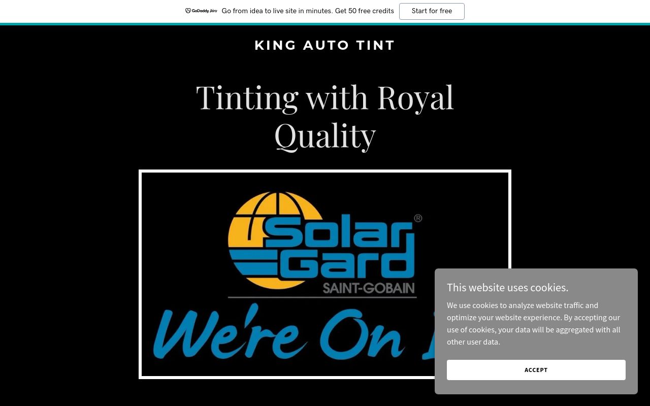 Homepage of KING AUTO TINT's website
