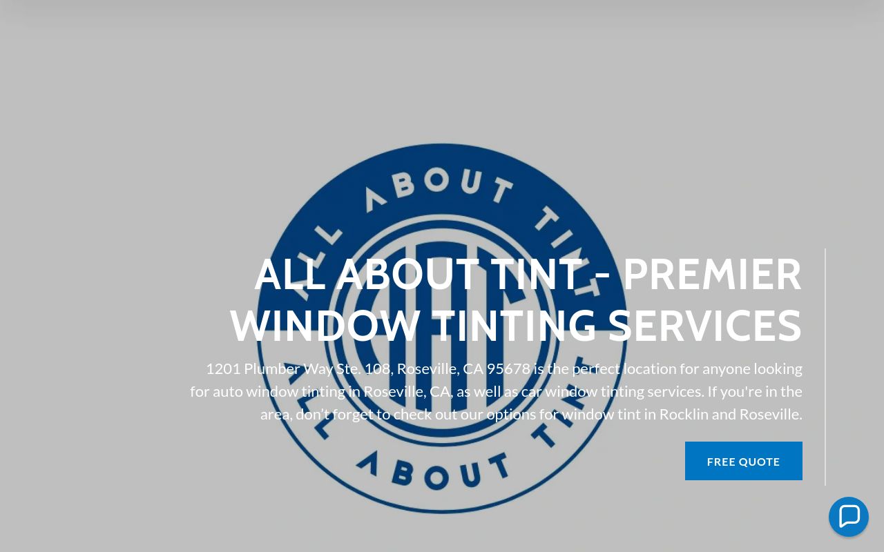 Homepage of All About Tint's website