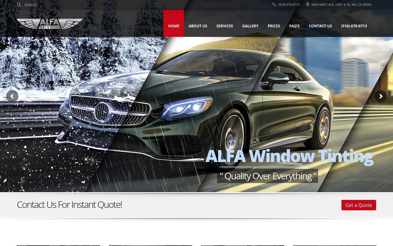 Homepage of ALFA TINT's website