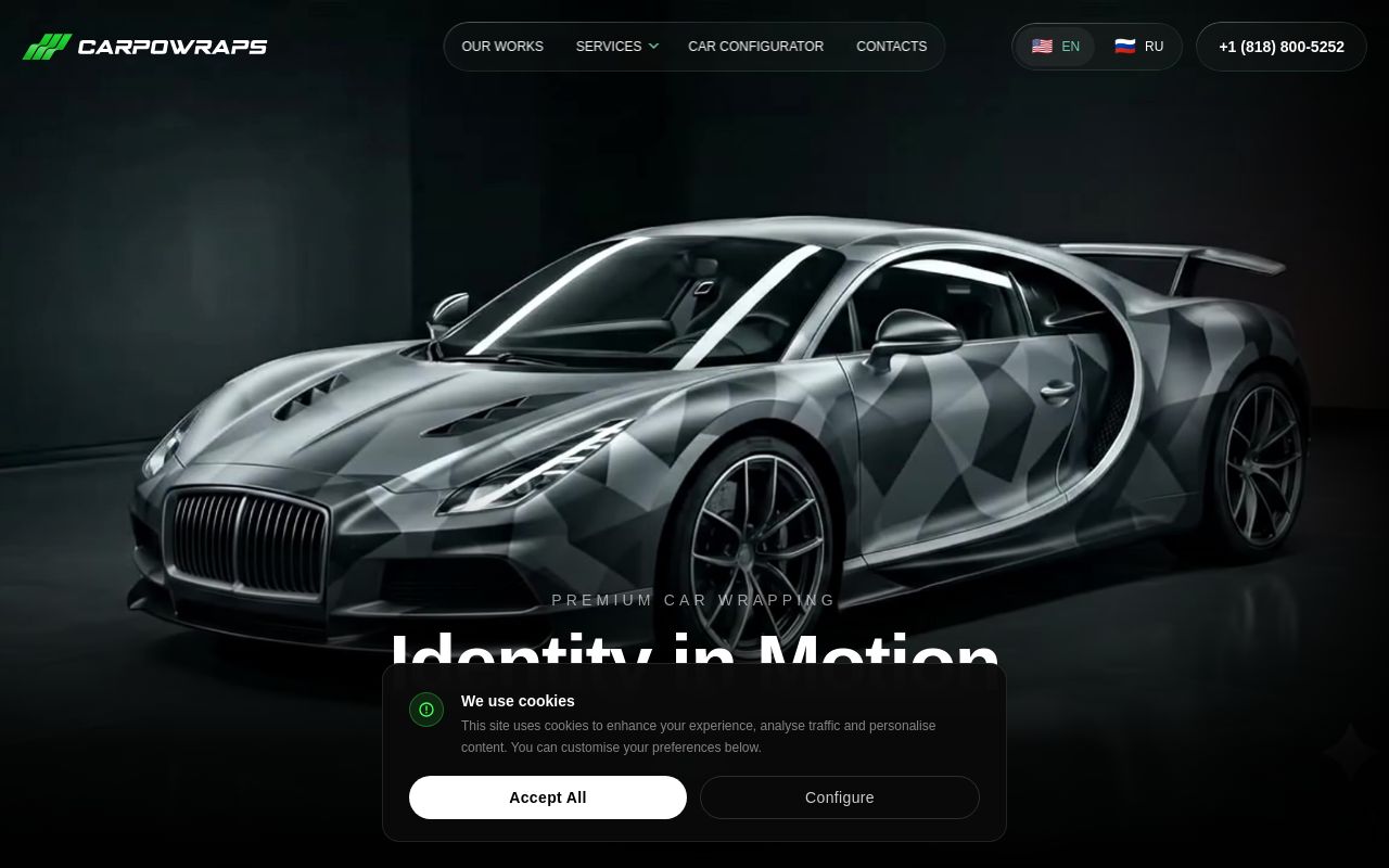 Homepage of Carpo Wraps / PPF & Tint's website
