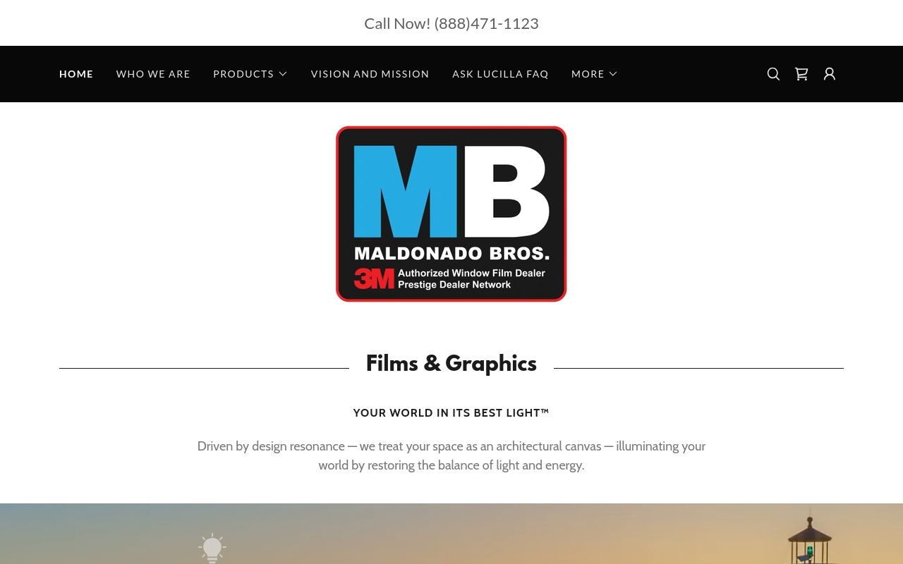 Homepage of Maldonado Bros. Window Tinting's website