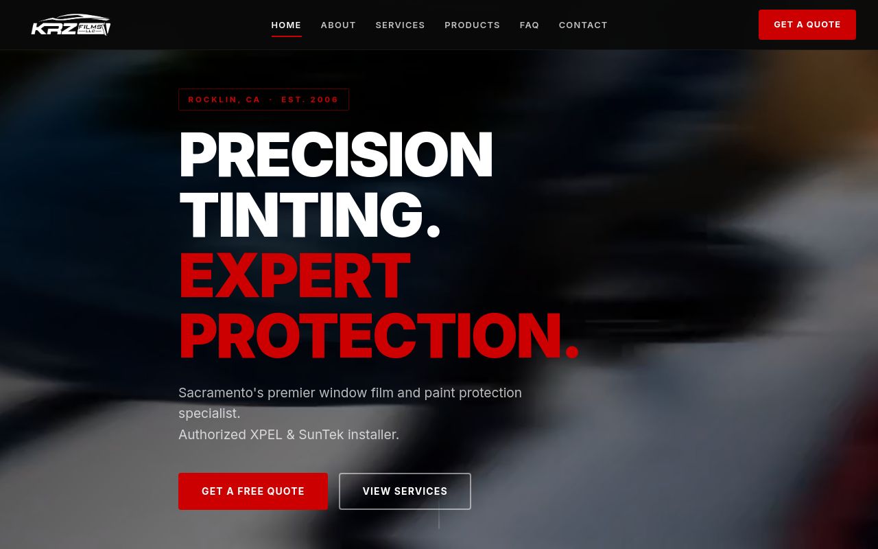Homepage of KRZ Films LLC's website