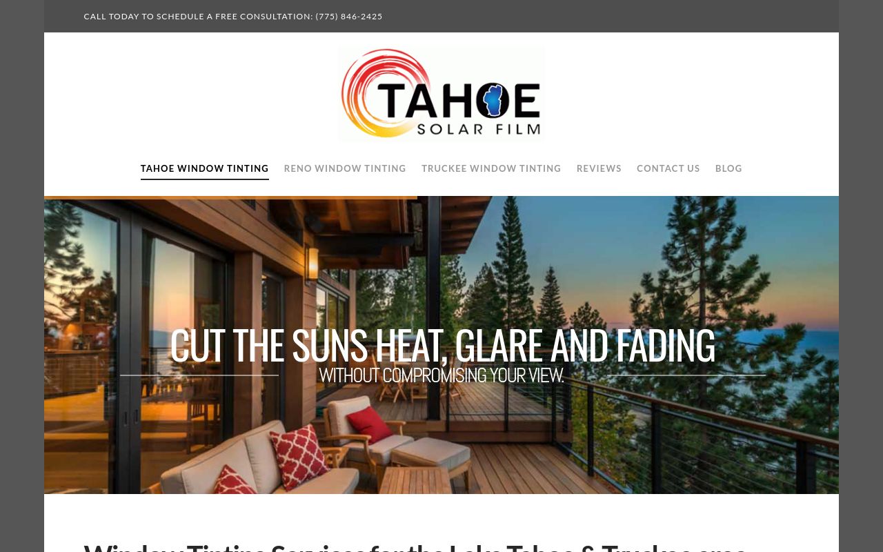 Homepage of Tahoe Solar Film's website
