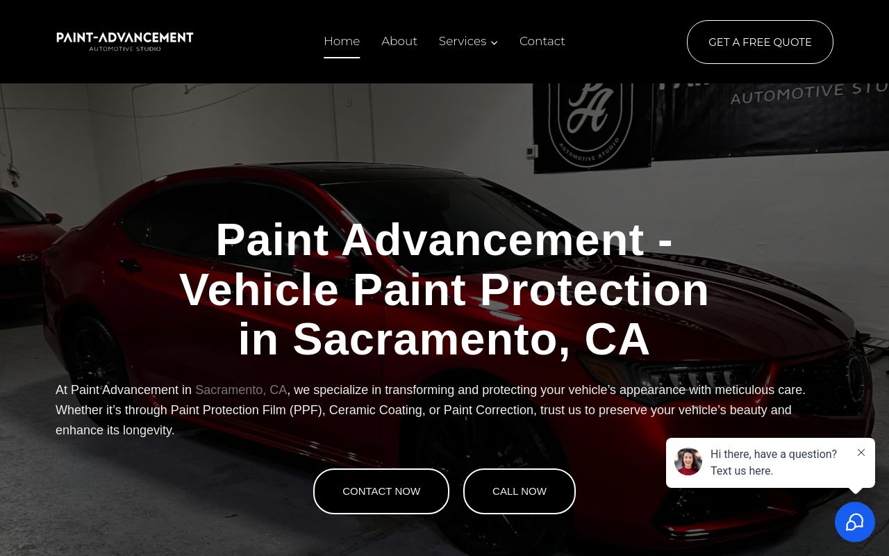 Homepage of Paint Advancement's website