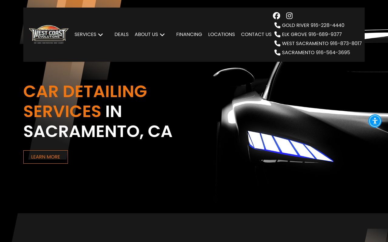 Homepage of West Coast Audio & Tint of Sacramento's website