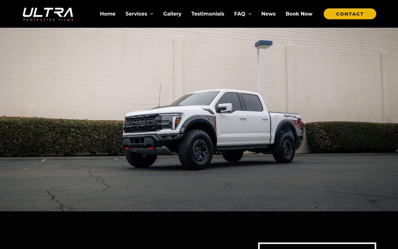 Homepage of Ultra Protective Films's website