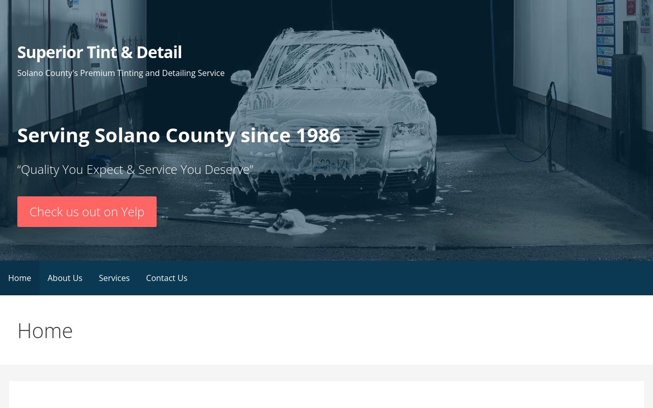 Homepage of Superior Tint and Detailing's website