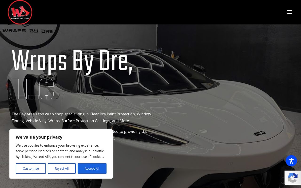 Homepage of Wraps By Dre's website