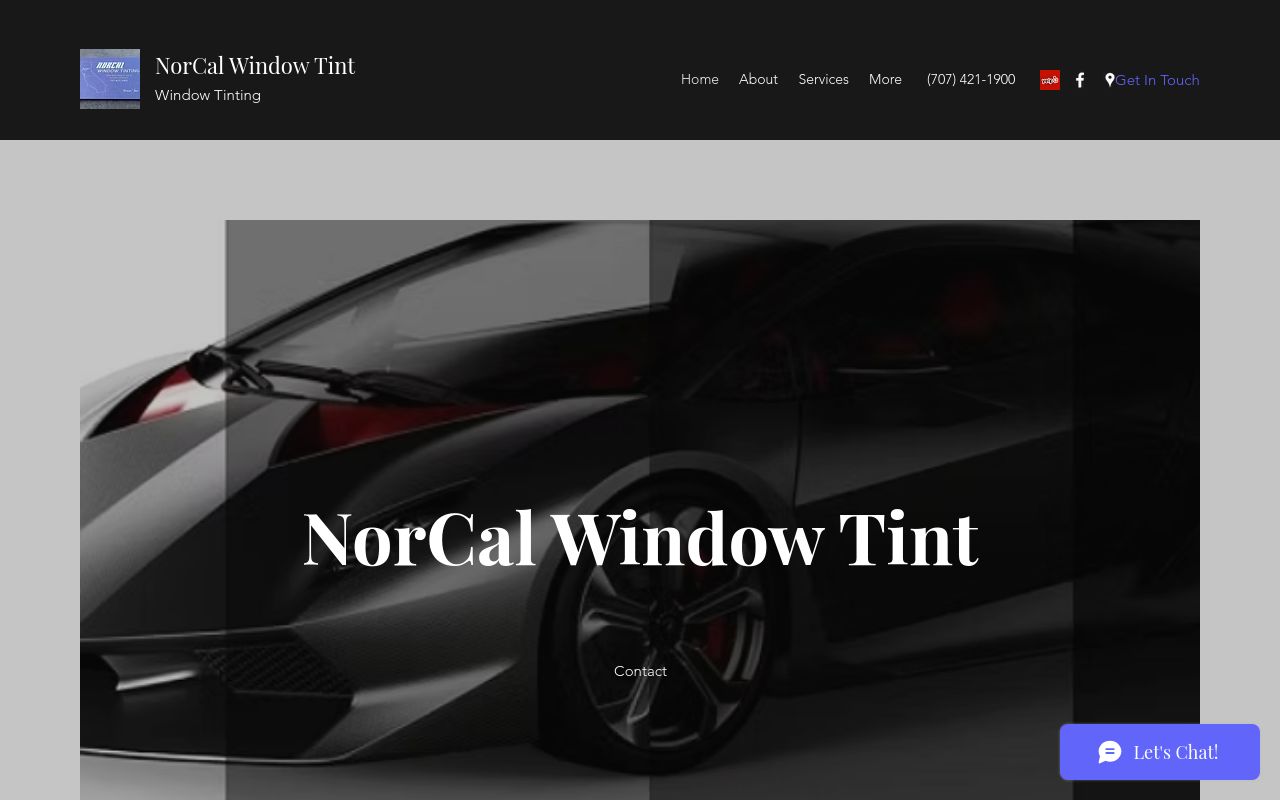 Homepage of NorCal Window Tint's website