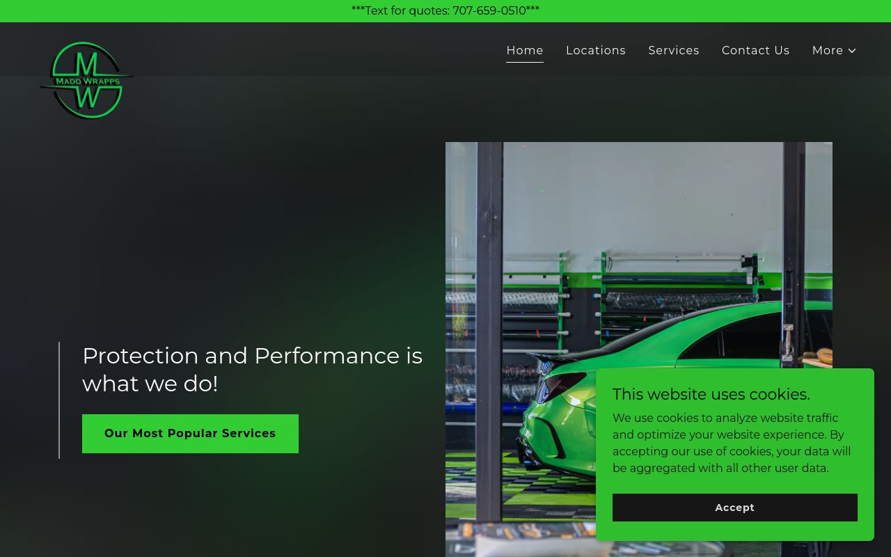 Homepage of Madd Wrapps LLC's website