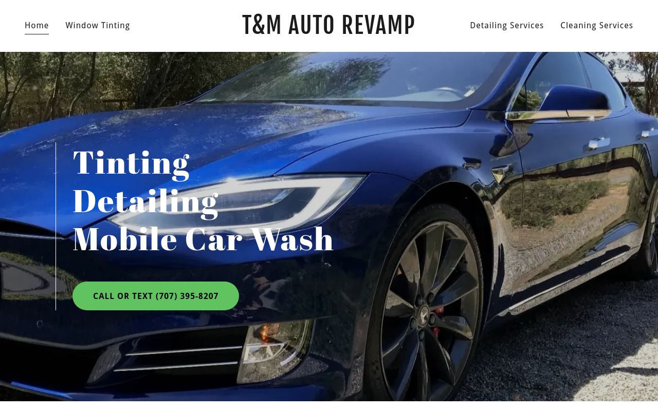 Homepage of T & M Auto Revamp's website